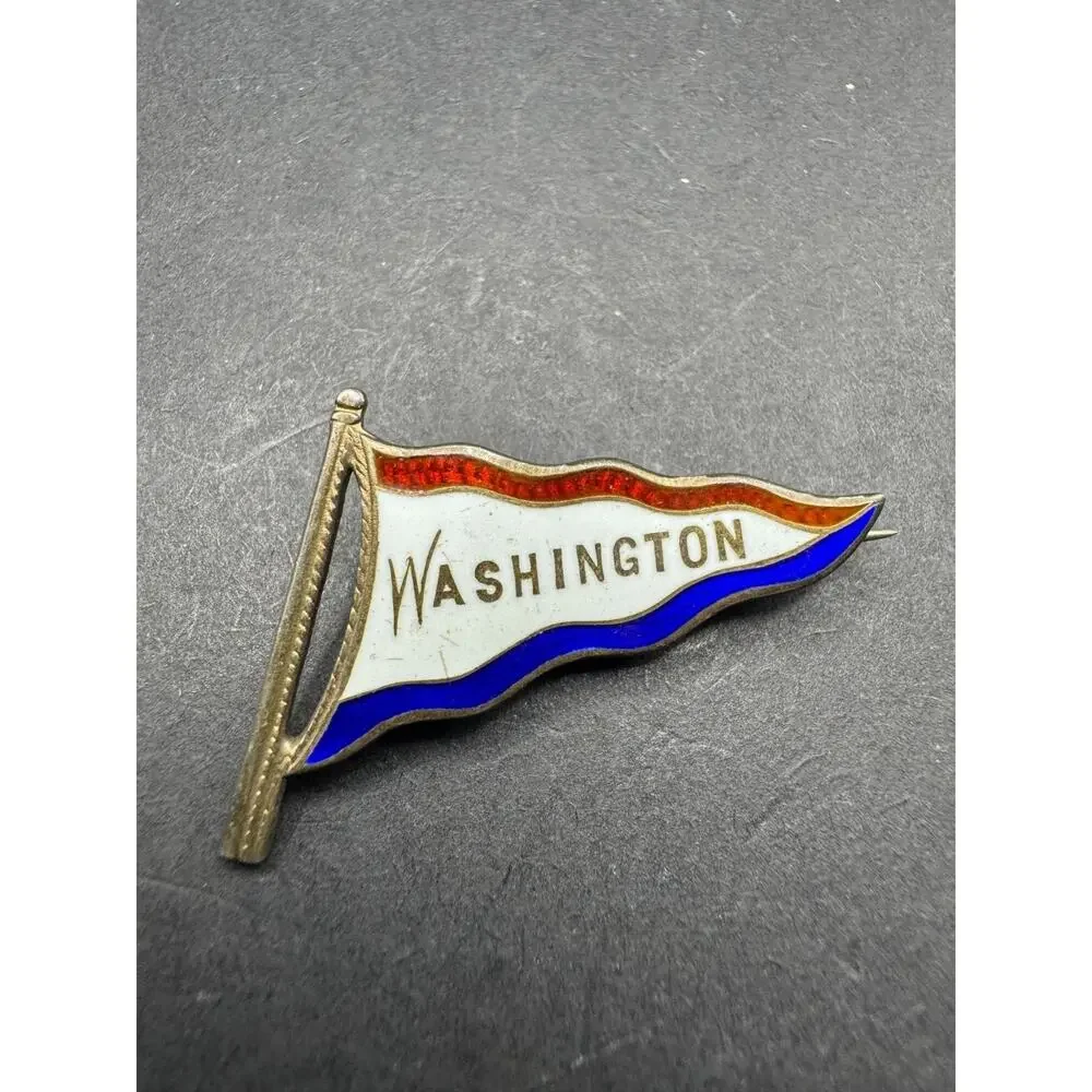 Vintage Trade CMR Mark Sterling Silver 925 Enamel Washington DC Pin Brooch
